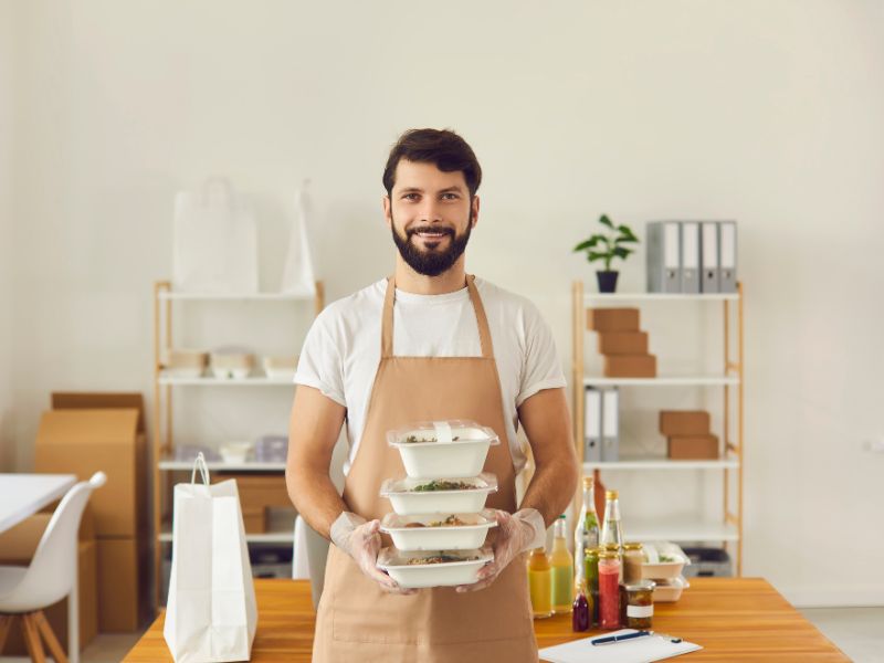 smiling cafe worker